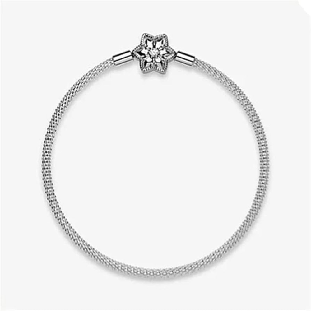 Genuine PANDORA Moments “Snowflake” Mesh Bracelet; Shine Bright Inscription;